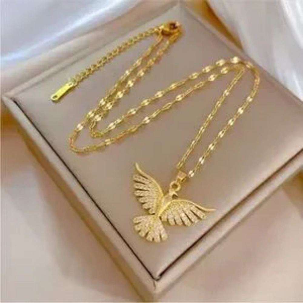 New! Gold Bird Pendant Necklace Zircon